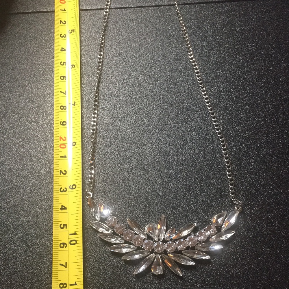 Silver Tone Large Rhinestone Necklace - Picture 2 of 4